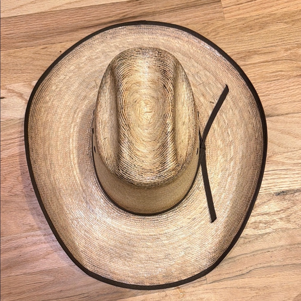 Men's Straw Western Hat in Natural Brown with Dark Trim